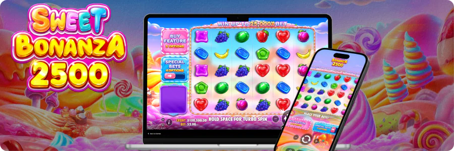 Sweet Bonanza 2500 candy theme graphics sound effects Pragmatic Play